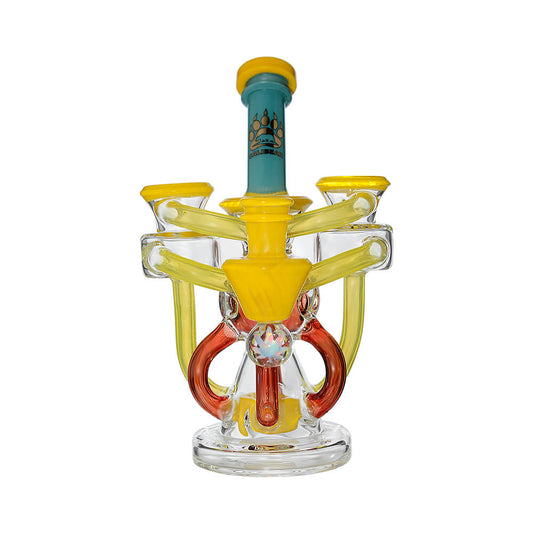 ARTISTIC RECYCLER GLASS RIG- Premium borosilicate glass dab rig from Calibear Glass. Ideal for dabbing, providing smooth hits and durability. Shop high-quality dab rigs, water pipes, bongs, erig glasses and glass smoking accessories at Calibear Glass. Elevate your smoking experience with a durable and stylish glass dab rig. Free shipping on all orders.