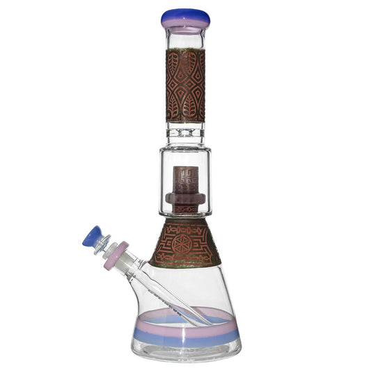 CALIBEAR ETCHED GEOMETRIC BEAKER WATER PIPE