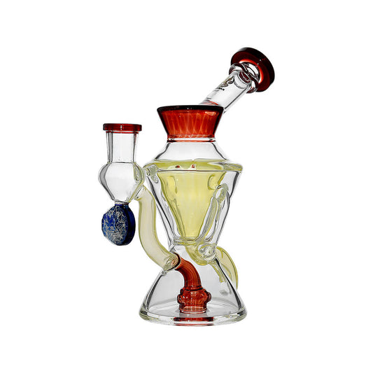 Calibear Hourglass Double Layer Recycler W/ Gilded Tubes Encased W/ Marble Handcrafted Borosilicate Glass Gallery showcase view 18 highlighting functional glass details