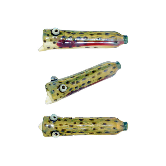 CALIBEAR TROUT CAMO HAND PIPE- Premium borosilicate glass hand pipe from Calibear Glass. Ideal for dabbing, providing smooth hits and durability. Shop high-quality dab rigs, water pipes, bongs, erig glasses and glass smoking accessories at Calibear Glass. Elevate your smoking experience with a durable and stylish glass dab rig. Free shipping on all orders.