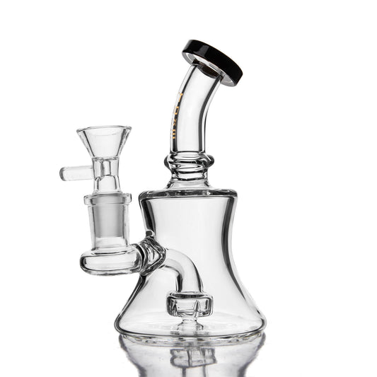 CLEAR BEAKER STYLE GLASS WATER PIPE WITH ANGLED NECK