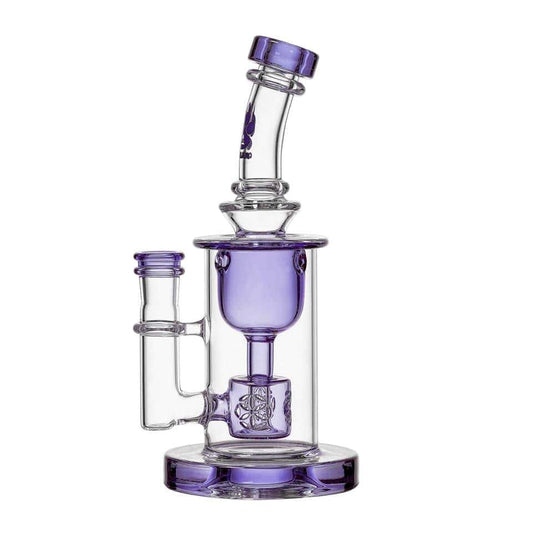 Calibear Glass clear Torus dab rig featuring a Seed of Life percolator and Klein recycler design.