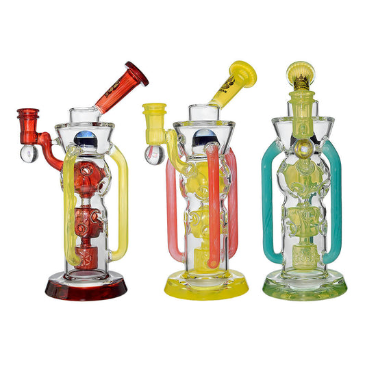CALIBEAR COLORFLOW RECYCLER DAB RIG- Premium borosilicate glass dab rig from Calibear Glass. Ideal for dabbing, providing smooth hits and durability. Shop high-quality dab rigs, water pipes, bongs, erig glasses and glass smoking accessories at Calibear Glass. Elevate your smoking experience with a durable and stylish glass dab rig. Free shipping on all orders.
