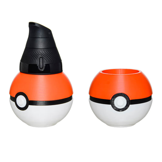 Calibear Magic Ball Proxy Stand (Red & White), collectible ball-inspired Puffco Proxy Core holder displayed with installed device and empty stand