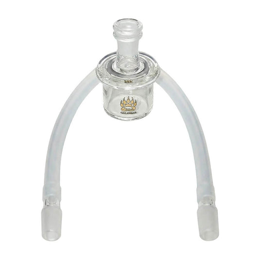 Calibear Whip Dry Top glass attachment for Dr. Dabber Switch 2 featuring black silicone whip and 14.5mm glass joints.