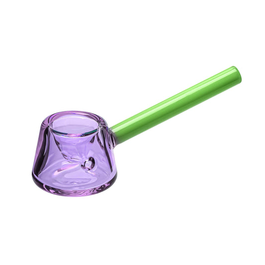 DUAL-TONE BUBBLE BASE SPOON PIPE SERIES- Premium borosilicate glass hand pipe from Calibear Glass. Ideal for dabbing, providing smooth hits and durability. Shop high-quality dab rigs, water pipes, bongs, erig glasses and glass smoking accessories at Calib
