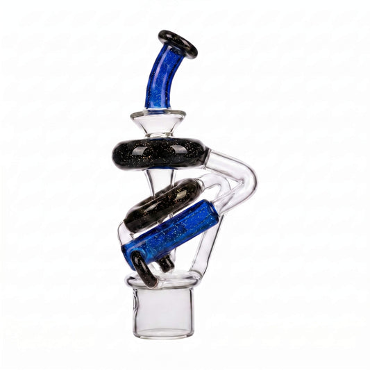 Dual-Jet Dichro Recycler Glass Top | Custom Black & Blue Dichro for Dr. Dabber Switch 2