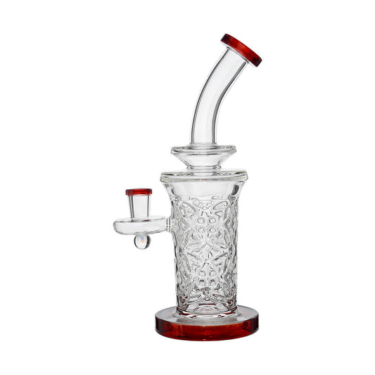 FLARED HELIX CARVED DAB RIG SERIES- Premium borosilicate glass dab rig from Calibear Glass. Ideal for dabbing, providing smooth hits and durability. Shop high-quality dab rigs, water pipes, bongs, erig glasses and glass smoking accessories at Calibear Glass. Elevate your smoking experience with a durable and stylish glass dab rig. Free shipping on all orders.