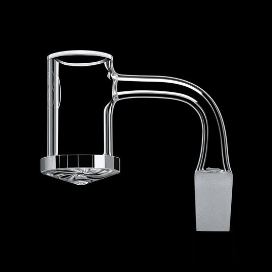 Facet Diamond Blender Quartz Banger with faceted bottom and spiral airflow intake for dabbing.