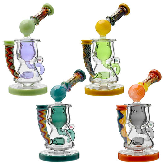 HEADY WIGWAG KLEIN RECYCLER WITH ENCASED OPAL- Premium borosilicate glass dab rig from Calibear Glass. Ideal for dabbing, providing smooth hits and durability. Shop high-quality dab rigs, water pipes, bongs, erig glasses and glass smoking accessories at Calibear Glass. Elevate your smoking experience with a durable and stylish glass dab rig. Free shipping on all orders.