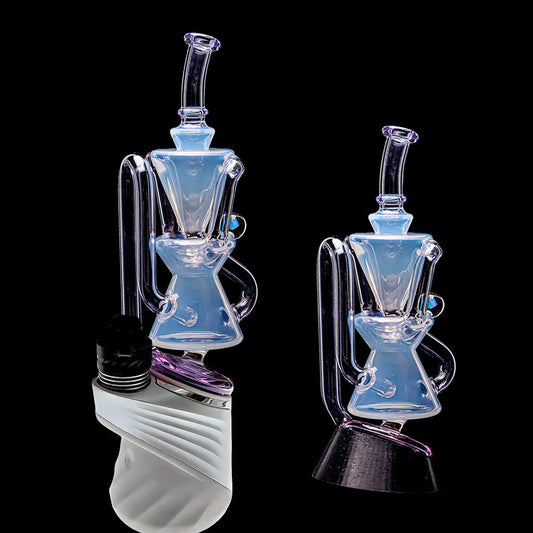 Calibear Opal White Klein Recycler with Tornado Airflow for Puffco Peak & Pro premium borosilicate glass top