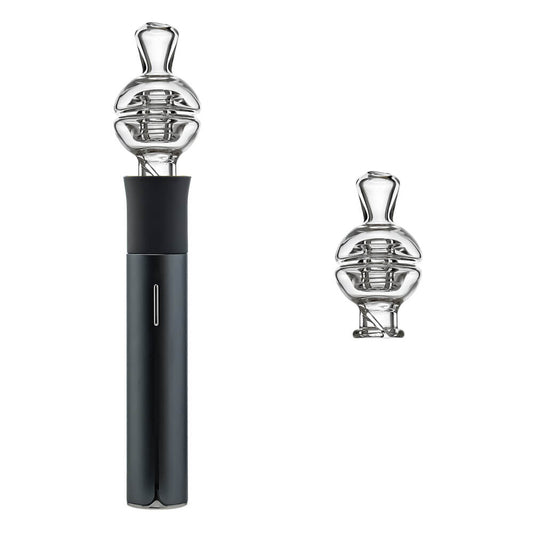 CaliBear premium clear YOYO glass mouthpiece attachment for Puffco Pivot handheld vaporizer.