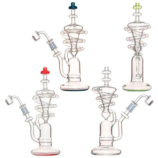 SPIRAL GLASS WATER PIPE SERIES- Premium borosilicate glass water pipe, bong from Calibear Glass. Ideal for dabbing, providing smooth hits and durability. Shop high-quality dab rigs, water pipes, bongs, erig glasses and glass smoking accessories at Calibear Glass. Elevate your smoking experience with a durable and stylish glass dab rig. Free shipping on all orders.
