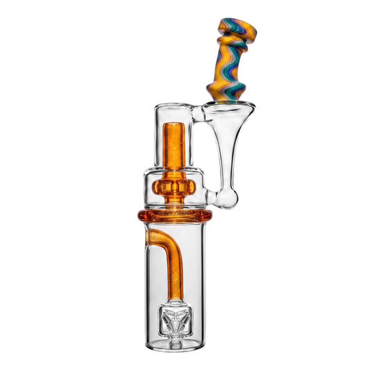 Sunset Wigwag Gold Dichro Dual Perc RBR Recycler Glass Top for Dr. Dabber Switch 2