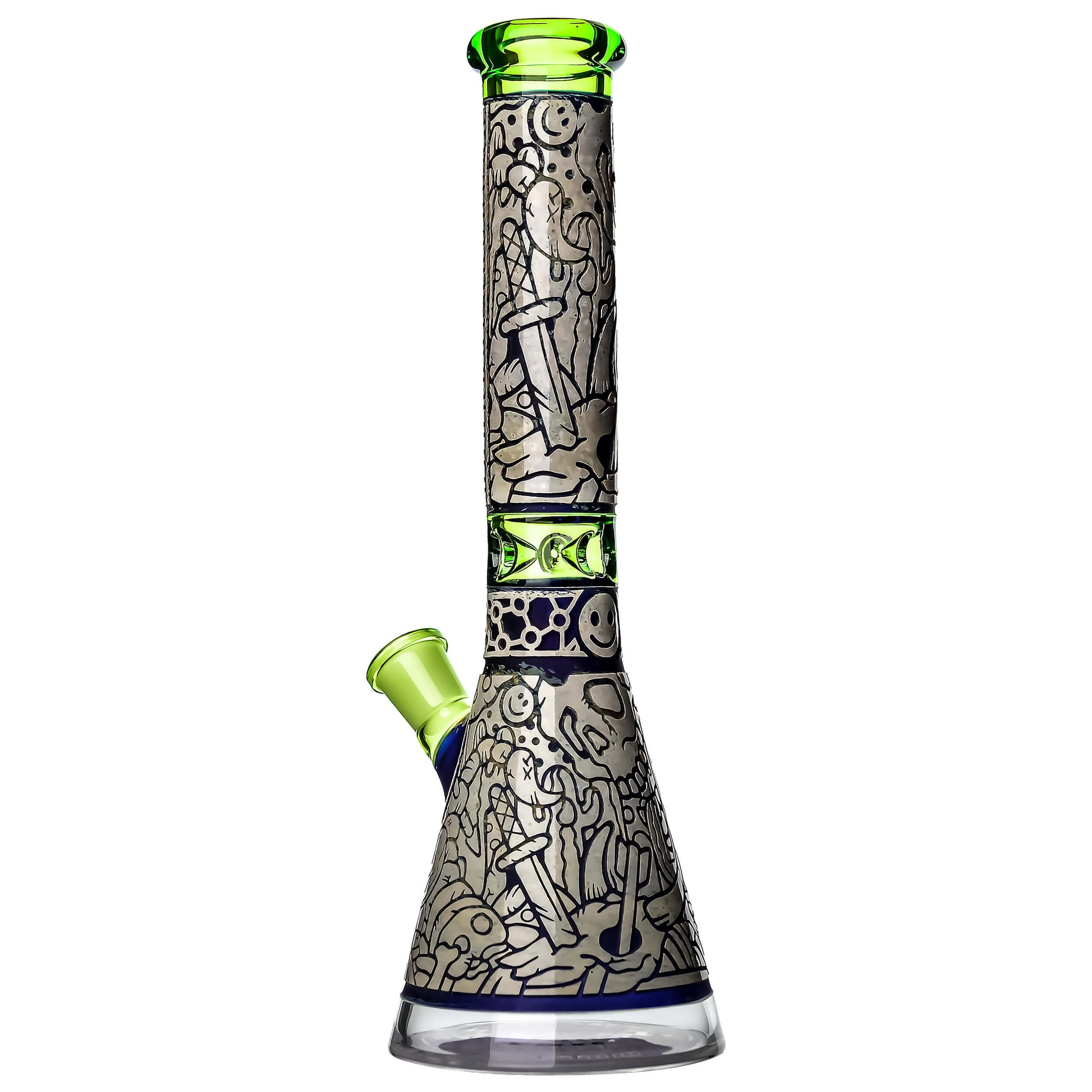 SANDBLASTED GLASS BEAKER ART BONG-Premium borosilicate glass water pipe, bong from Calibear Glass. Ideal for dabbing, providing smooth hits and durability. Shop high-quality dab rigs, water pipes, bongs, erig glasses and glass smoking accessories at Calibear Glass. Elevate your smoking experience with a durable and stylish glass dab rig. Free shipping on all orders.