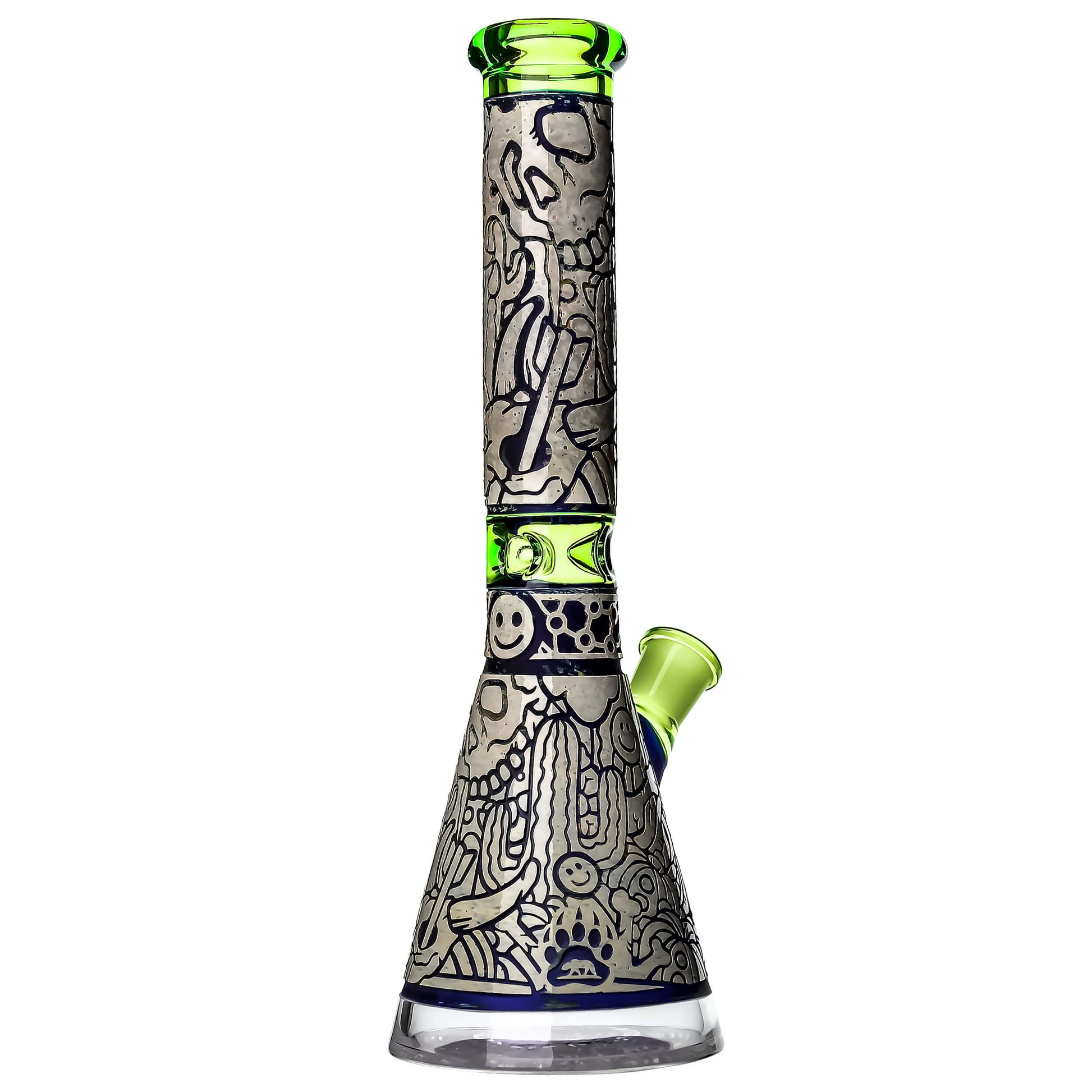 SANDBLASTED GLASS BEAKER ART BONG-Premium borosilicate glass water pipe, bong from Calibear Glass. Ideal for dabbing, providing smooth hits and durability. Shop high-quality dab rigs, water pipes, bongs, erig glasses and glass smoking accessories at Calibear Glass. Elevate your smoking experience with a durable and stylish glass dab rig. Free shipping on all orders.