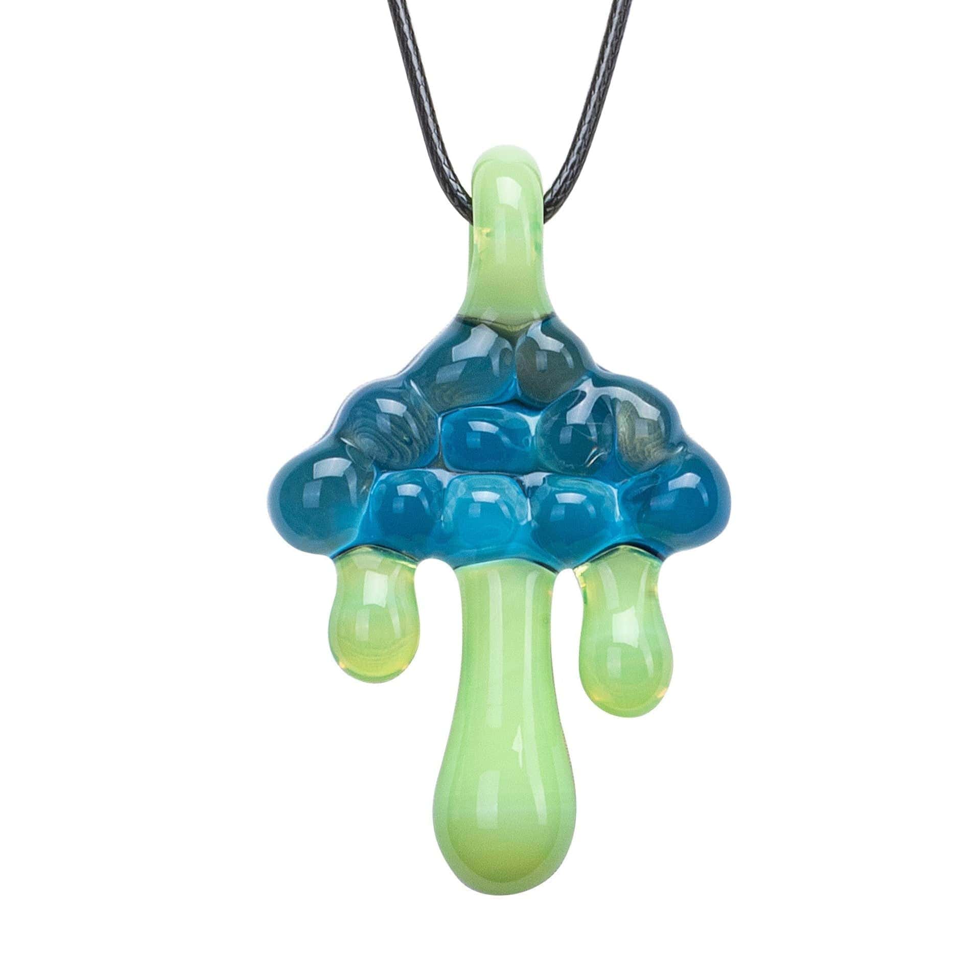CLOUD INSPIRED GLASS PENDANT NECKLACE - OPAL EMBEDDED- Premium borosilicate glass smoking accessories from Calibear Glass. Ideal for dabbing, providing smooth hits and durability. Shop high-quality dab rigs, water pipes, bongs, erig glasses and glass smok