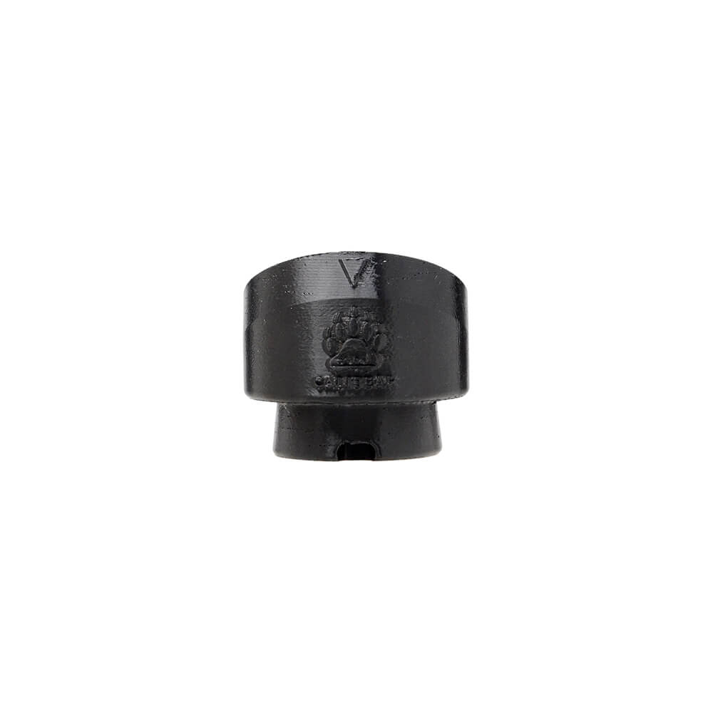 Calibear 3D Printed Puffco Peak Glass Adapter for Focus V Carta (Black), front view featuring the embossed Calibear logo, alignment marking and compact adapter design