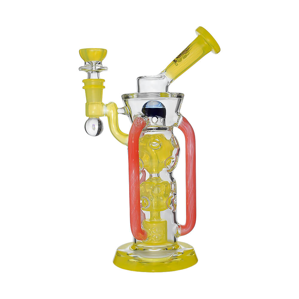 CALIBEAR COLORFLOW RECYCLER DAB RIG- Premium borosilicate glass dab rig from Calibear Glass. Ideal for dabbing, providing smooth hits and durability. Shop high-quality dab rigs, water pipes, bongs, erig glasses and glass smoking accessories at Calibear Glass. Elevate your smoking experience with a durable and stylish glass dab rig. Free shipping on all orders.