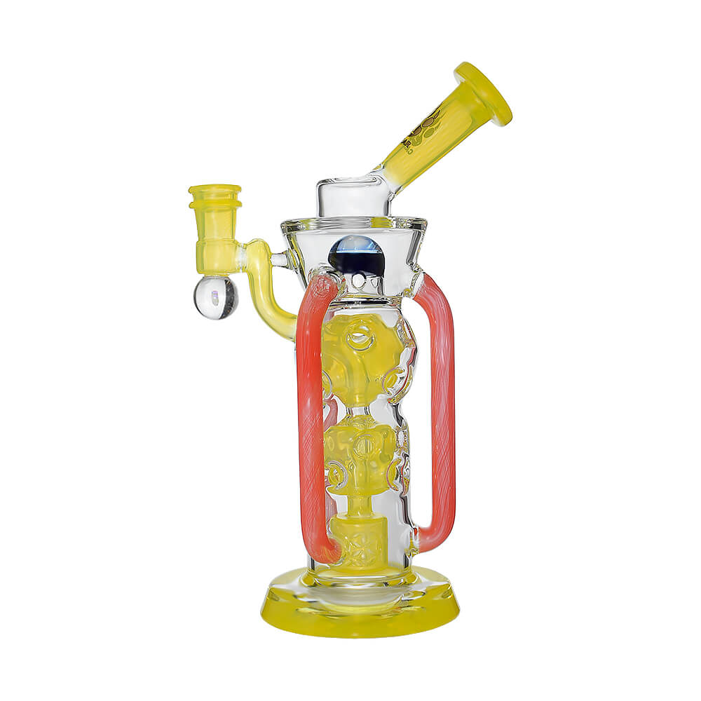 CALIBEAR COLORFLOW RECYCLER DAB RIG- Premium borosilicate glass dab rig from Calibear Glass. Ideal for dabbing, providing smooth hits and durability. Shop high-quality dab rigs, water pipes, bongs, erig glasses and glass smoking accessories at Calibear Glass. Elevate your smoking experience with a durable and stylish glass dab rig. Free shipping on all orders.