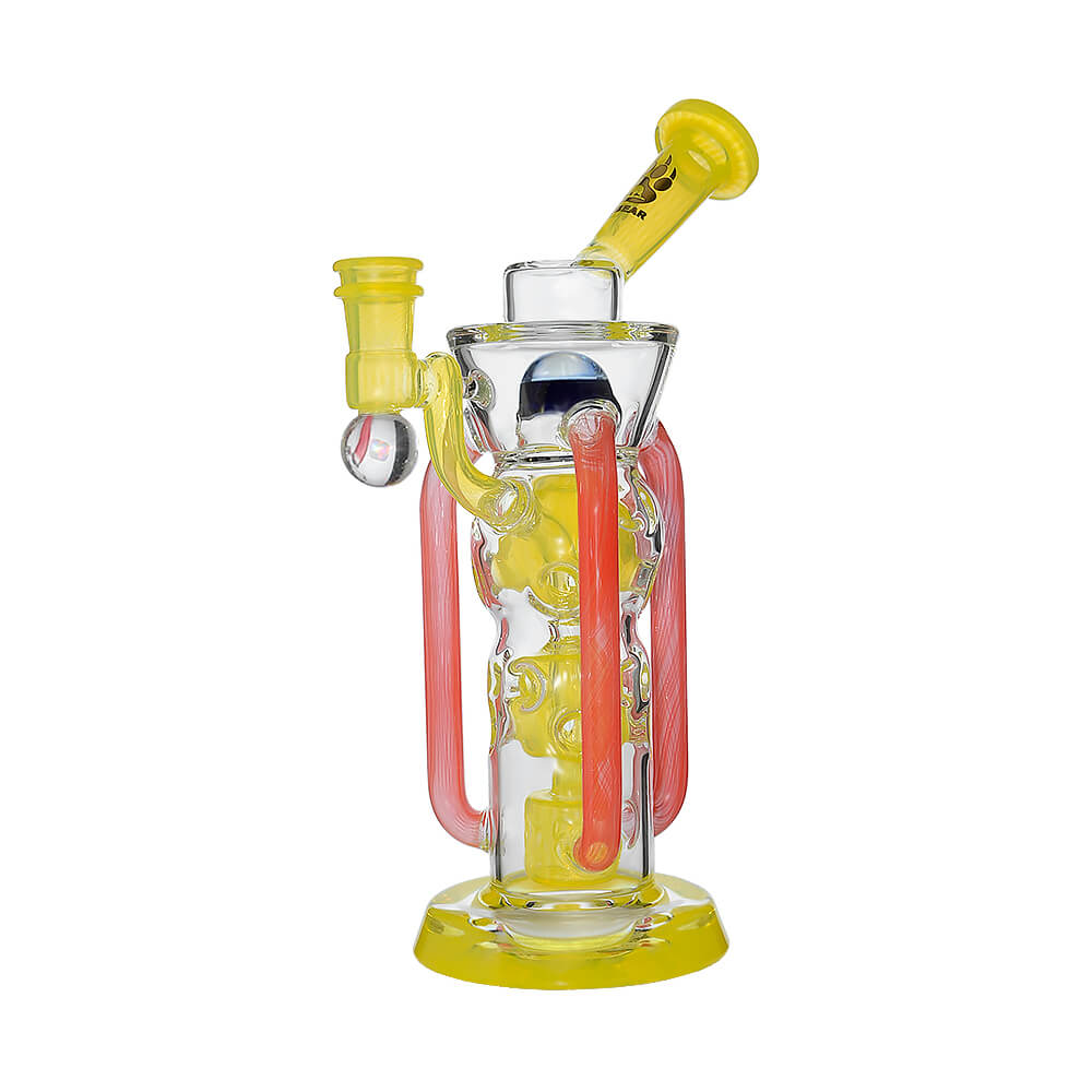 CALIBEAR COLORFLOW RECYCLER DAB RIG- Premium borosilicate glass dab rig from Calibear Glass. Ideal for dabbing, providing smooth hits and durability. Shop high-quality dab rigs, water pipes, bongs, erig glasses and glass smoking accessories at Calibear Glass. Elevate your smoking experience with a durable and stylish glass dab rig. Free shipping on all orders.