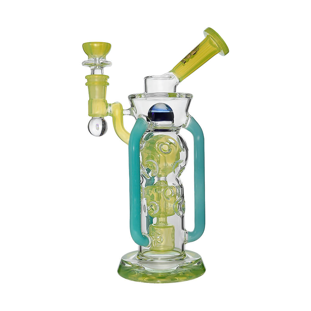 CALIBEAR COLORFLOW RECYCLER DAB RIG- Premium borosilicate glass dab rig from Calibear Glass. Ideal for dabbing, providing smooth hits and durability. Shop high-quality dab rigs, water pipes, bongs, erig glasses and glass smoking accessories at Calibear Glass. Elevate your smoking experience with a durable and stylish glass dab rig. Free shipping on all orders.