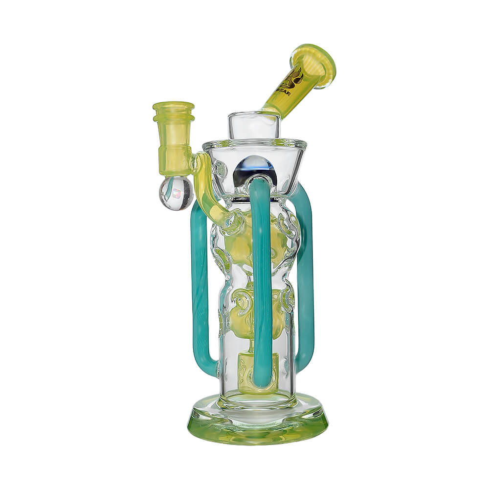 CALIBEAR COLORFLOW RECYCLER DAB RIG- Premium borosilicate glass dab rig from Calibear Glass. Ideal for dabbing, providing smooth hits and durability. Shop high-quality dab rigs, water pipes, bongs, erig glasses and glass smoking accessories at Calibear Glass. Elevate your smoking experience with a durable and stylish glass dab rig. Free shipping on all orders.