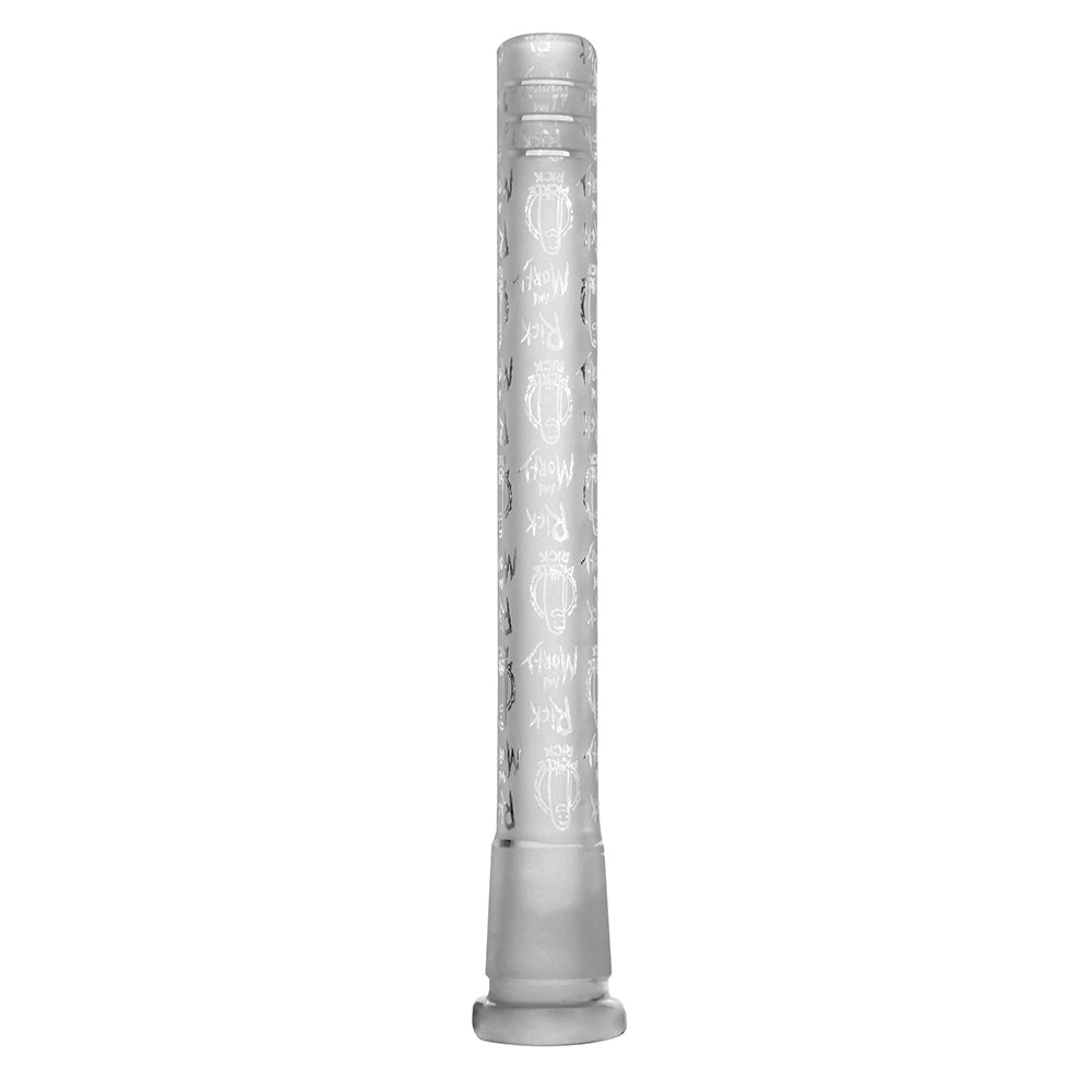CALIBEAR Etched Art Downstem with unique hand-etched design, thick borosilicate glass, multiple sizes available for dab rigs.
