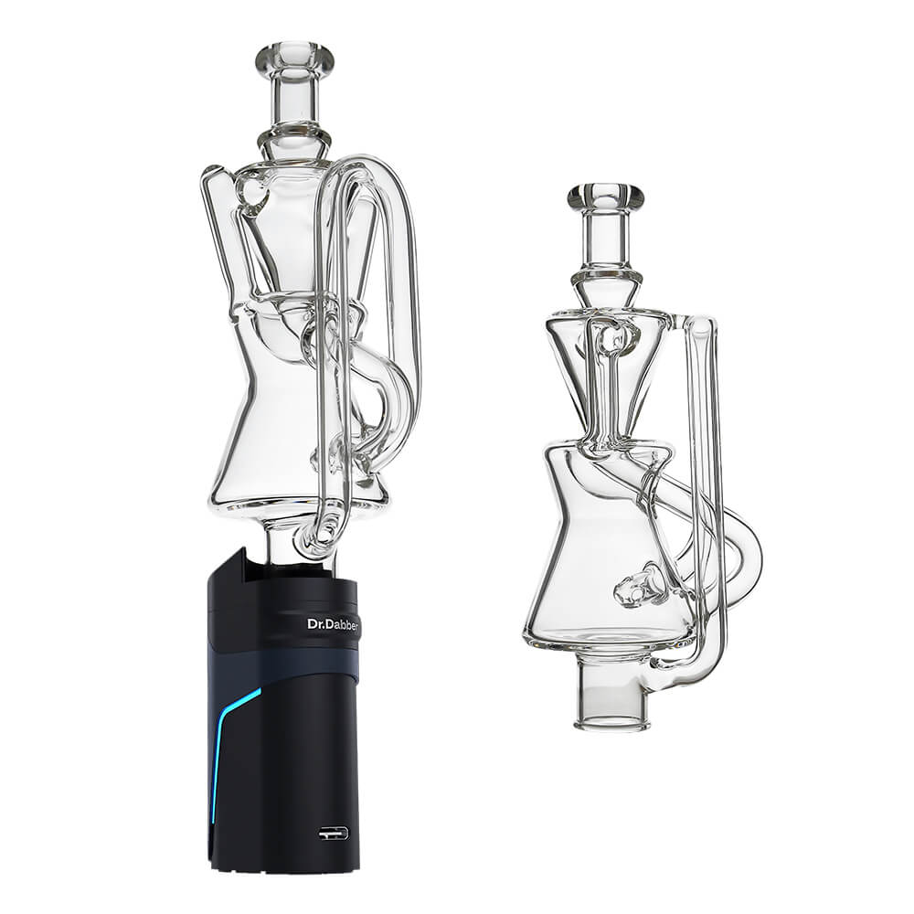CALIBEAR Ghost²™ TWIST-FLOW RECYCLER GLASS TOP- Premium dr. dabber glass attachment from Calibear Glass. Ideal for dabbing, providing smooth hits and durability. Shop high-quality dab rigs, water pipes, bongs, erig glasses and glass smoking accessories at Calibear Glass. Elevate your smoking experience with a durable and stylish glass dab rig. Free shipping on all orders.