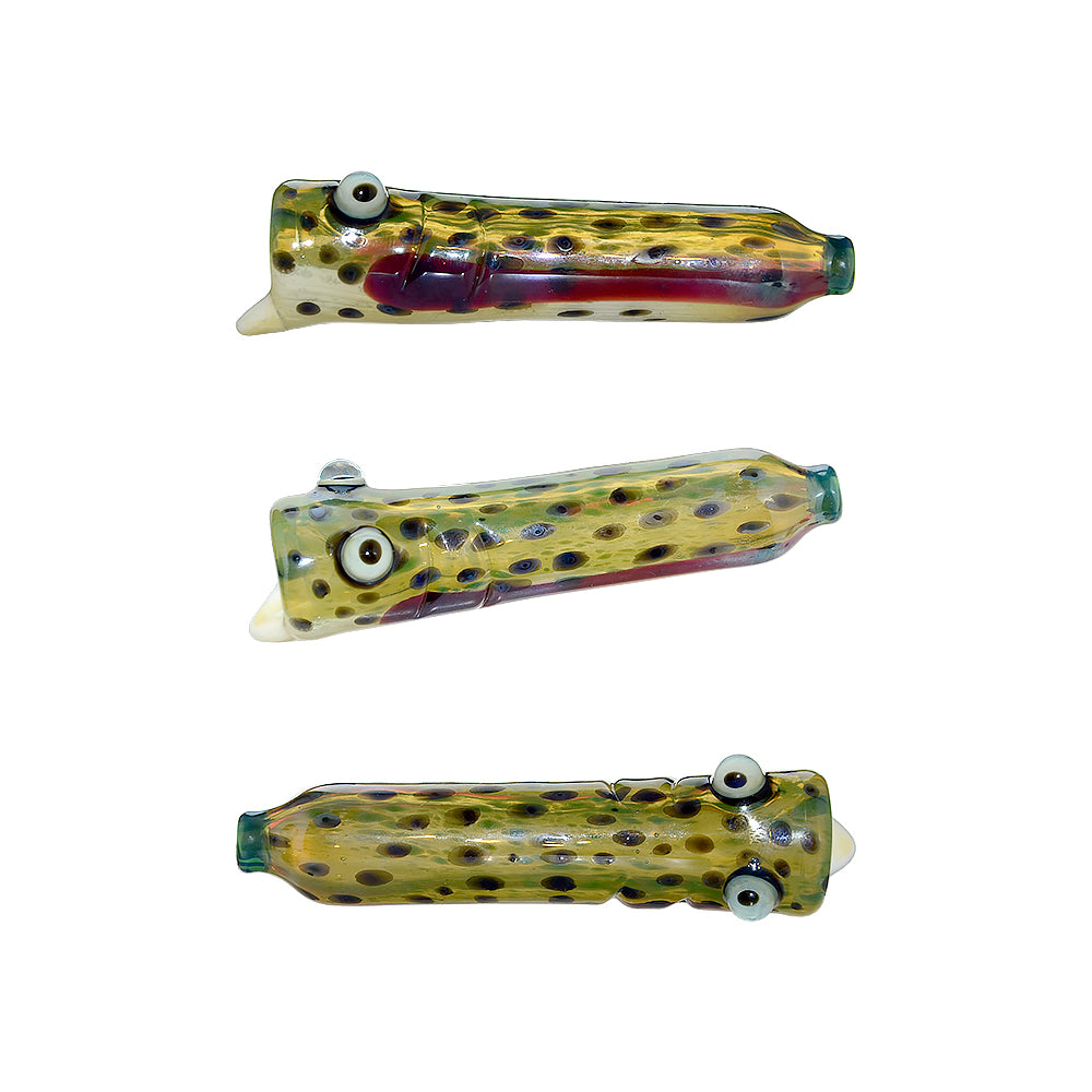 CALIBEAR TROUT CAMO HAND PIPE- Premium borosilicate glass hand pipe from Calibear Glass. Ideal for dabbing, providing smooth hits and durability. Shop high-quality dab rigs, water pipes, bongs, erig glasses and glass smoking accessories at Calibear Glass. Elevate your smoking experience with a durable and stylish glass dab rig. Free shipping on all orders.
