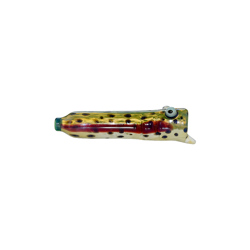 CALIBEAR TROUT CAMO HAND PIPE- Premium borosilicate glass hand pipe from Calibear Glass. Ideal for dabbing, providing smooth hits and durability. Shop high-quality dab rigs, water pipes, bongs, erig glasses and glass smoking accessories at Calibear Glass. Elevate your smoking experience with a durable and stylish glass dab rig. Free shipping on all orders.