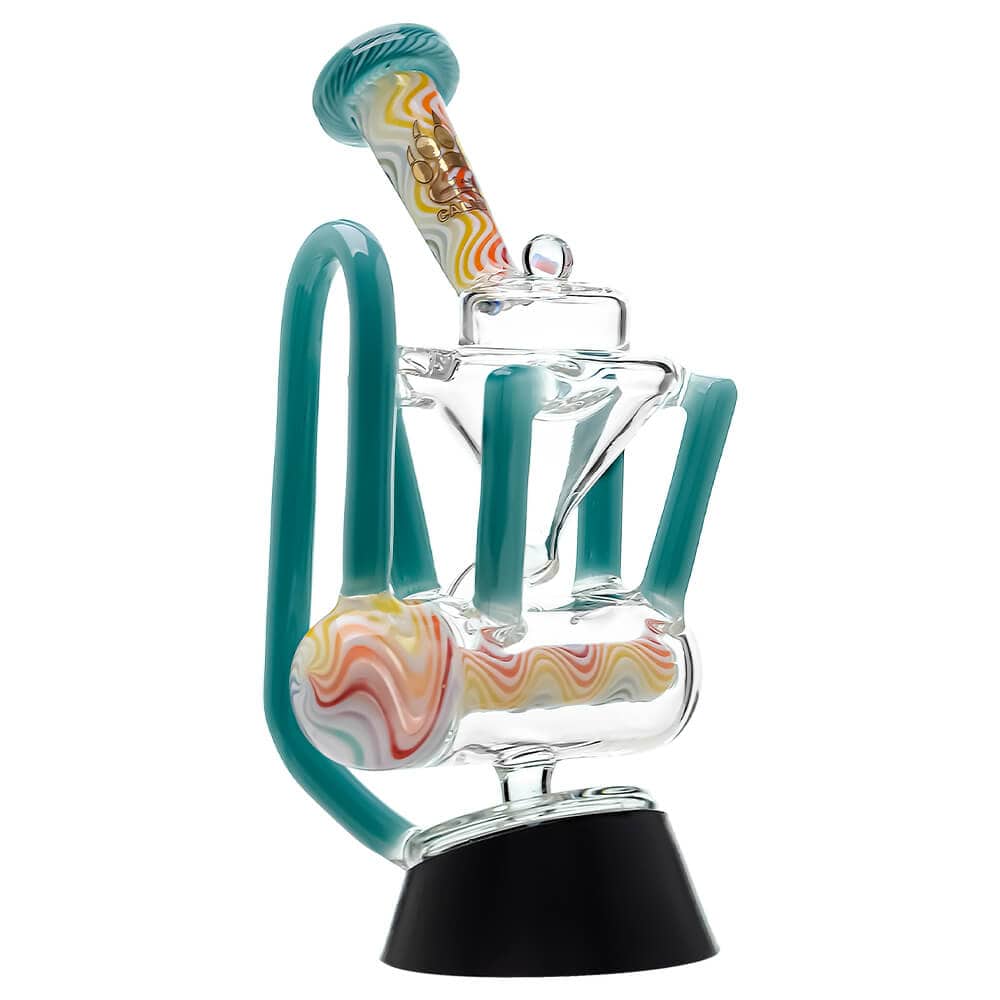 Calibear Inliner Recycler Puffco Peak Glass Attachment with Opal handcrafted wigwag borosilicate glass top for Puffco Peak