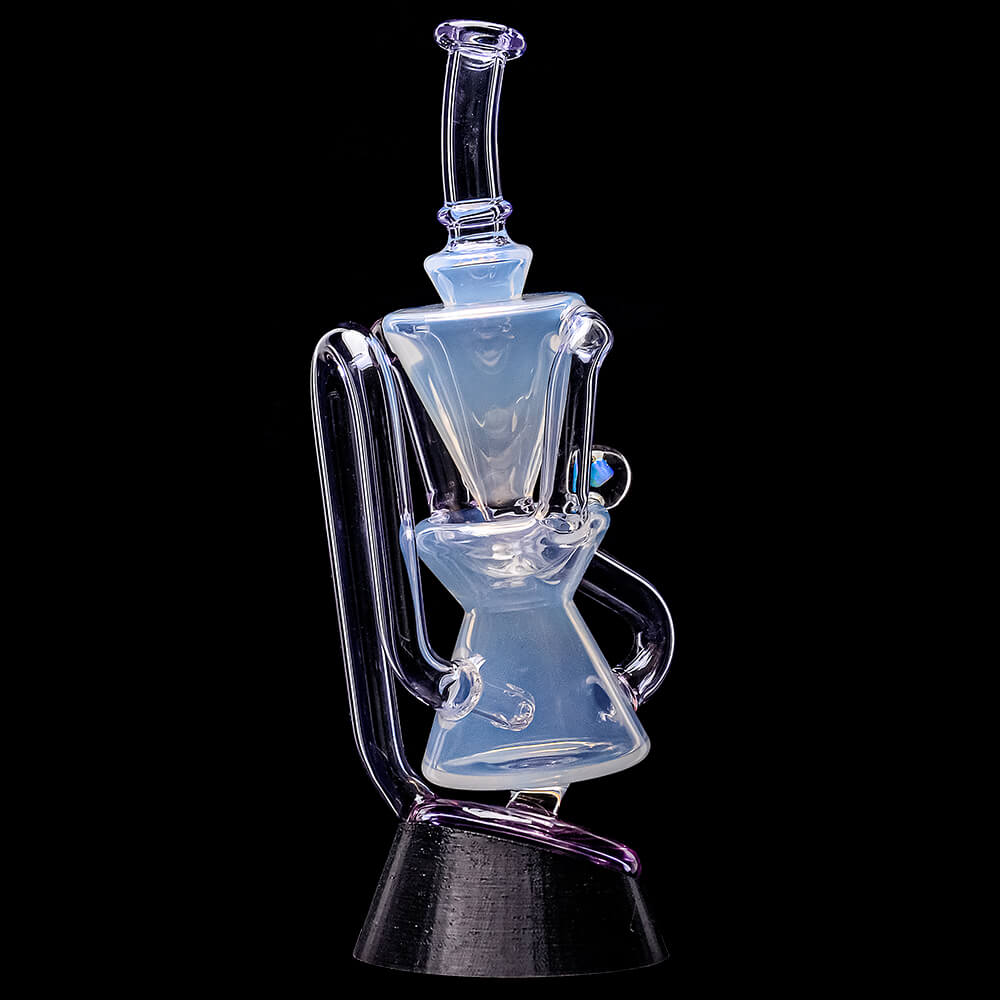 Calibear Opal White Klein Recycler with Tornado Airflow for Puffco Peak & Pro premium borosilicate glass top