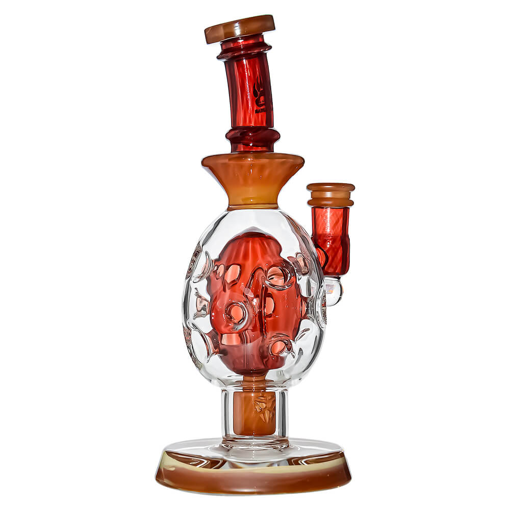 Calibear Ovalsphere Glass Dab Rig with Opal Triseed Perc premium borosilicate glass dab rig with dual-tone colorways