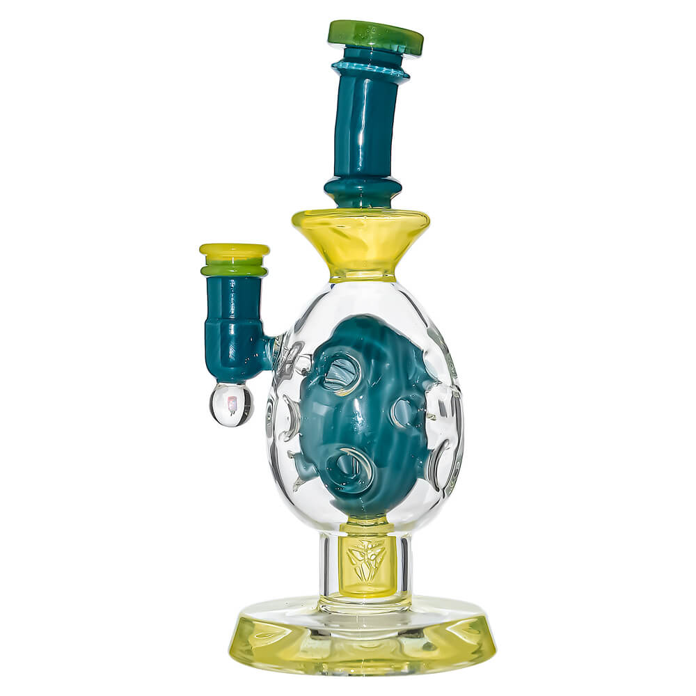 Calibear Ovalsphere Glass Dab Rig with Opal Triseed Perc premium borosilicate glass dab rig with dual-tone colorways