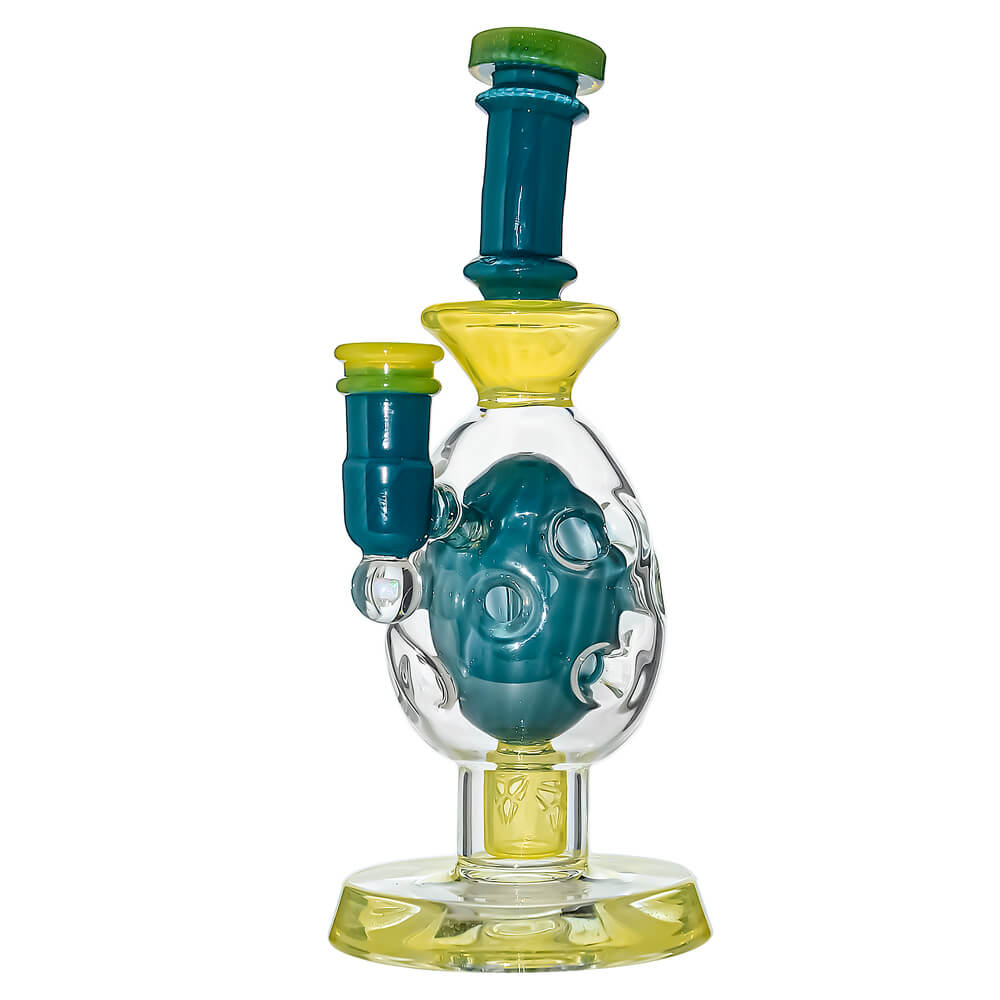 Calibear Ovalsphere Glass Dab Rig with Opal Triseed Perc premium borosilicate glass dab rig with dual-tone colorways