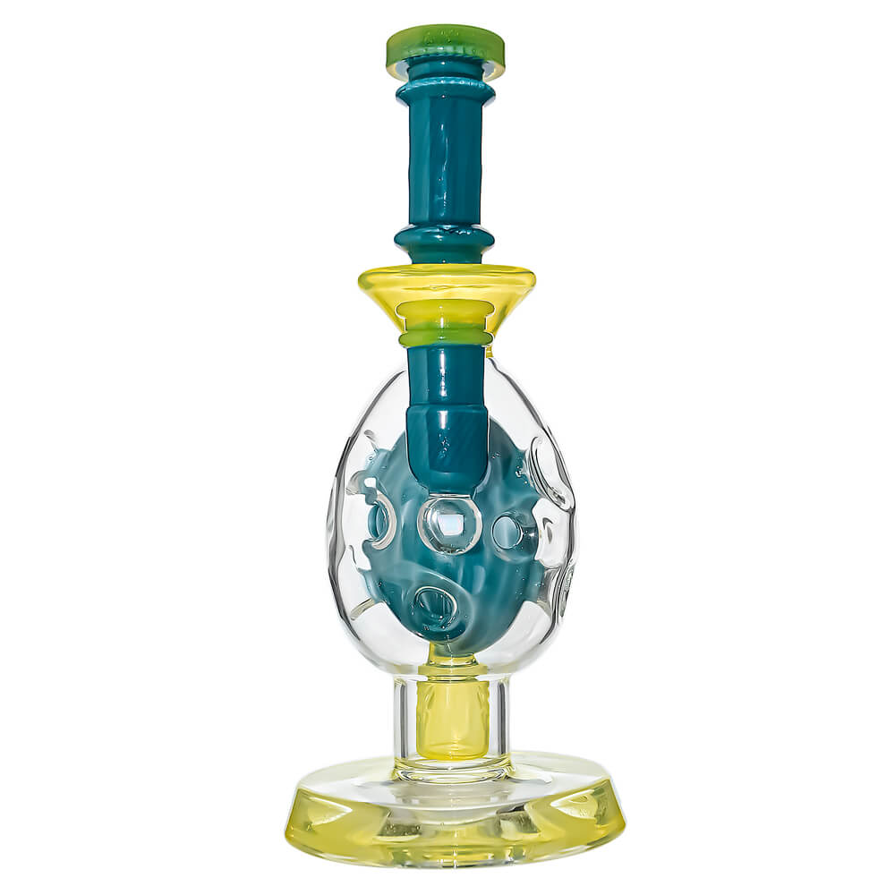 Calibear Ovalsphere Glass Dab Rig with Opal Triseed Perc premium borosilicate glass dab rig with dual-tone colorways
