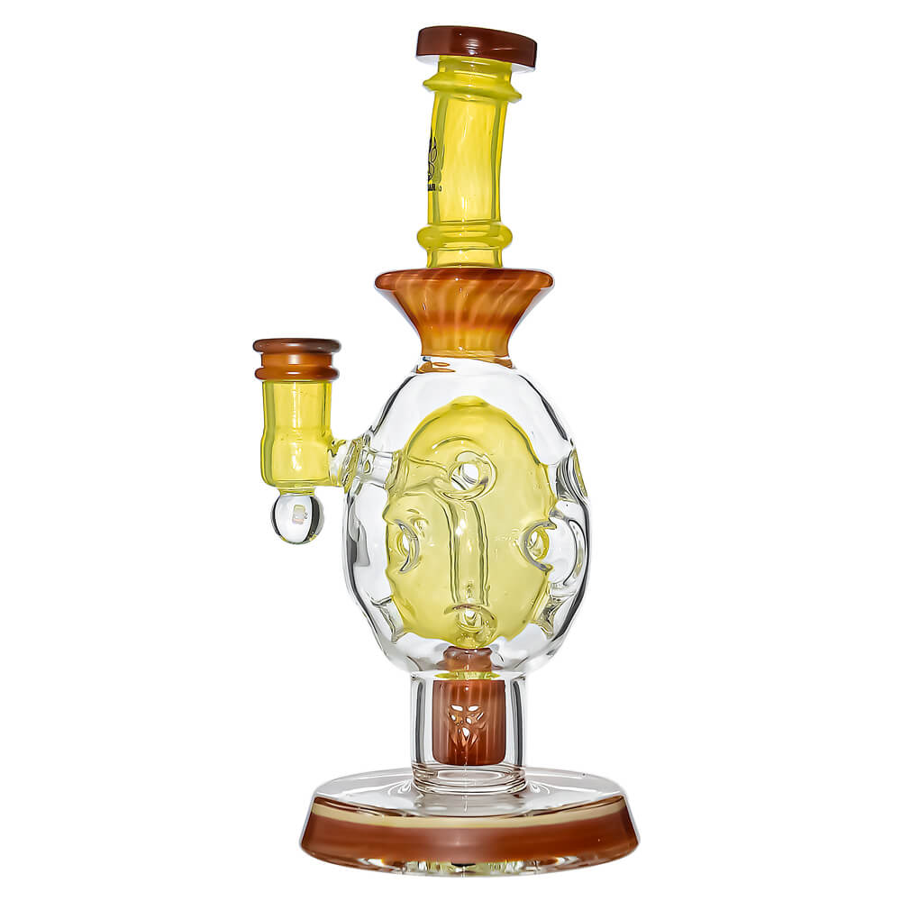 Calibear Ovalsphere Glass Dab Rig with Opal Triseed Perc premium borosilicate glass dab rig with dual-tone colorways