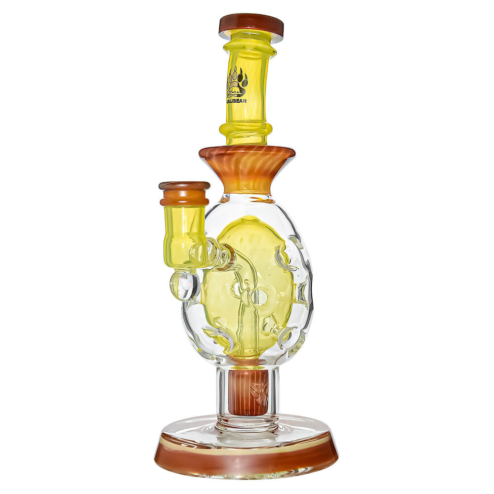 Calibear Ovalsphere Glass Dab Rig with Opal Triseed Perc premium borosilicate glass dab rig with dual-tone colorways