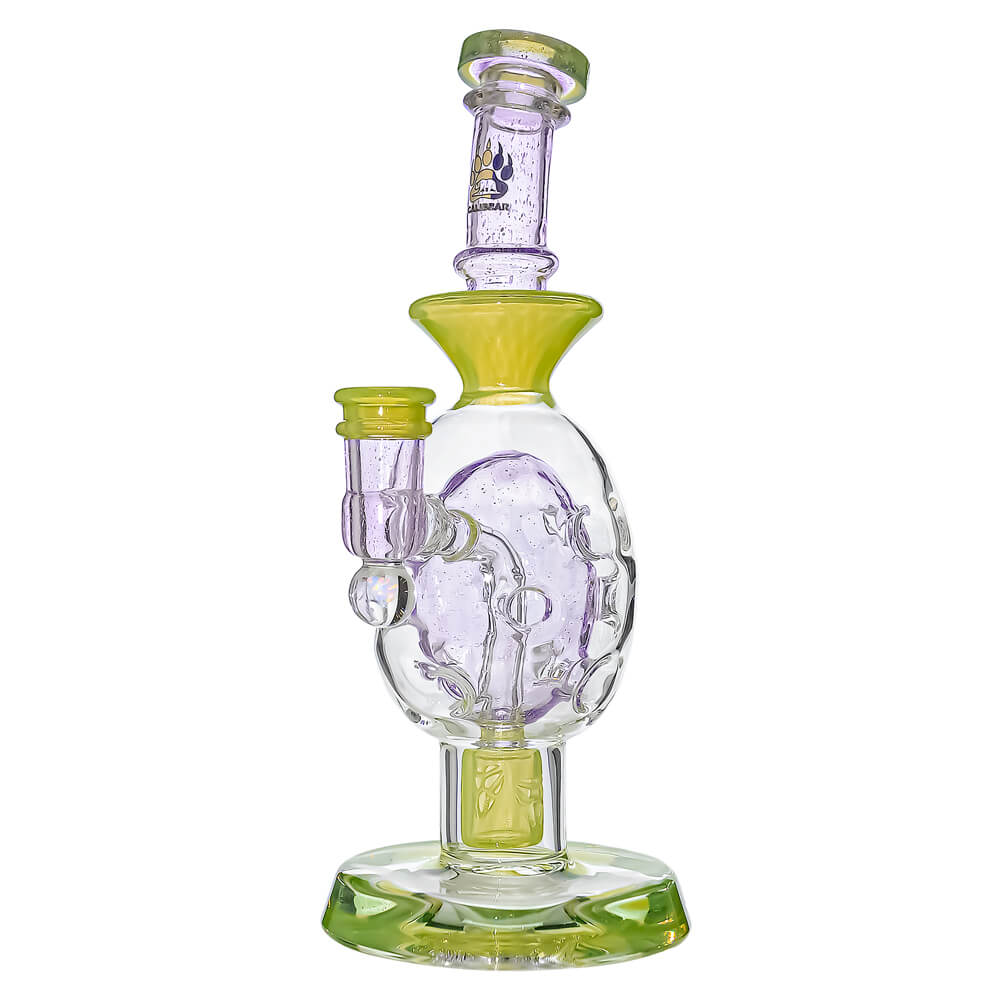 Calibear Ovalsphere Glass Dab Rig with Opal Triseed Perc premium borosilicate glass dab rig with dual-tone colorways