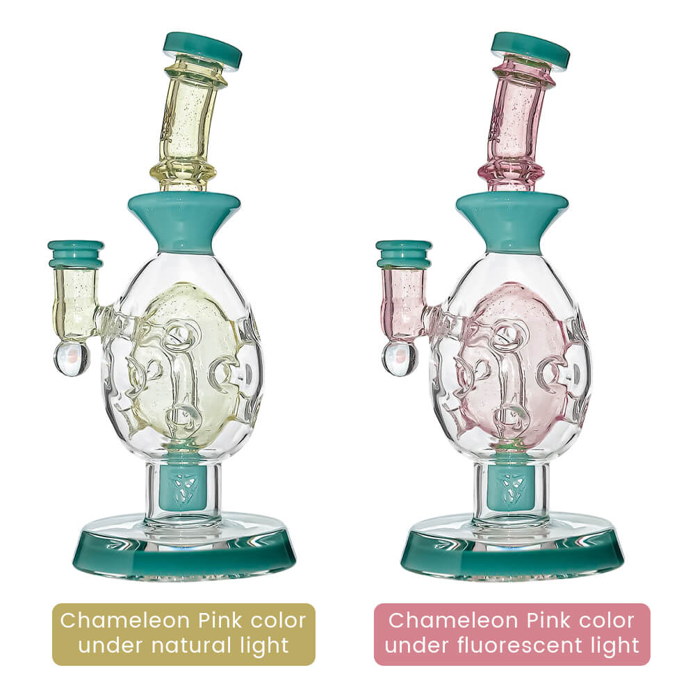 Calibear Ovalsphere Glass Dab Rig with Opal Triseed Perc premium borosilicate glass dab rig with dual-tone colorways