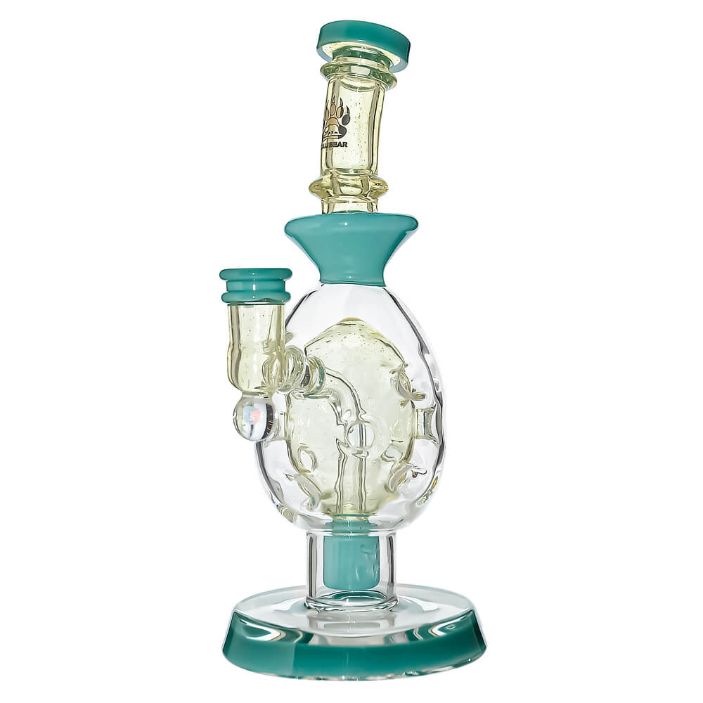 Calibear Ovalsphere Glass Dab Rig with Opal Triseed Perc premium borosilicate glass dab rig with dual-tone colorways