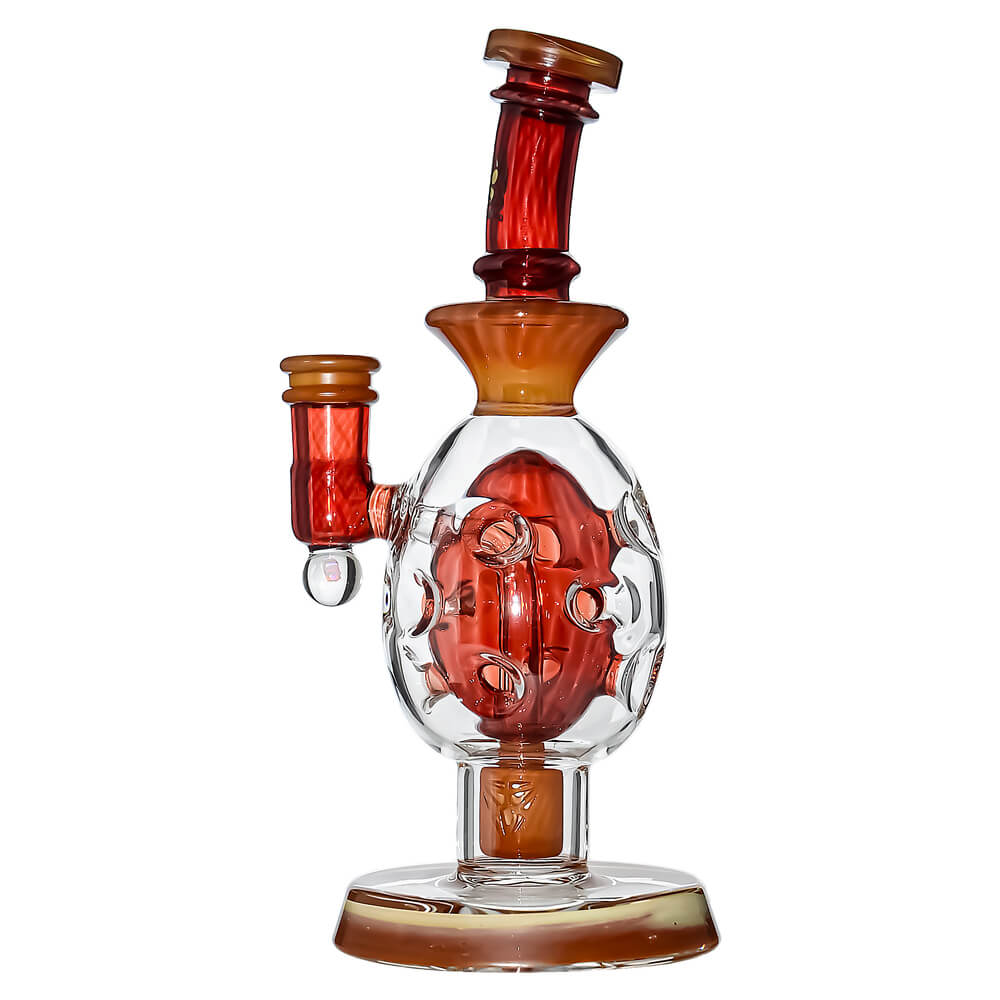Calibear Ovalsphere Glass Dab Rig with Opal Triseed Perc premium borosilicate glass dab rig with dual-tone colorways