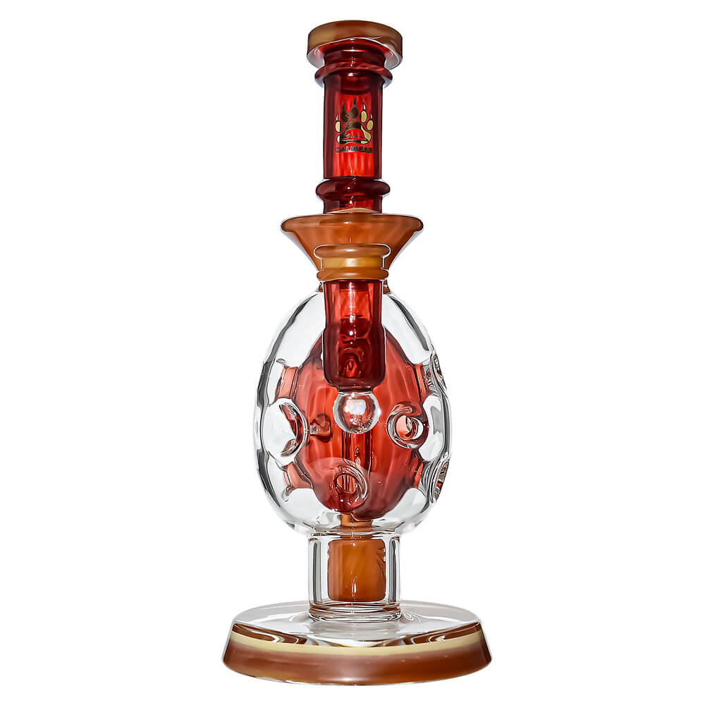 Calibear Ovalsphere Glass Dab Rig with Opal Triseed Perc premium borosilicate glass dab rig with dual-tone colorways