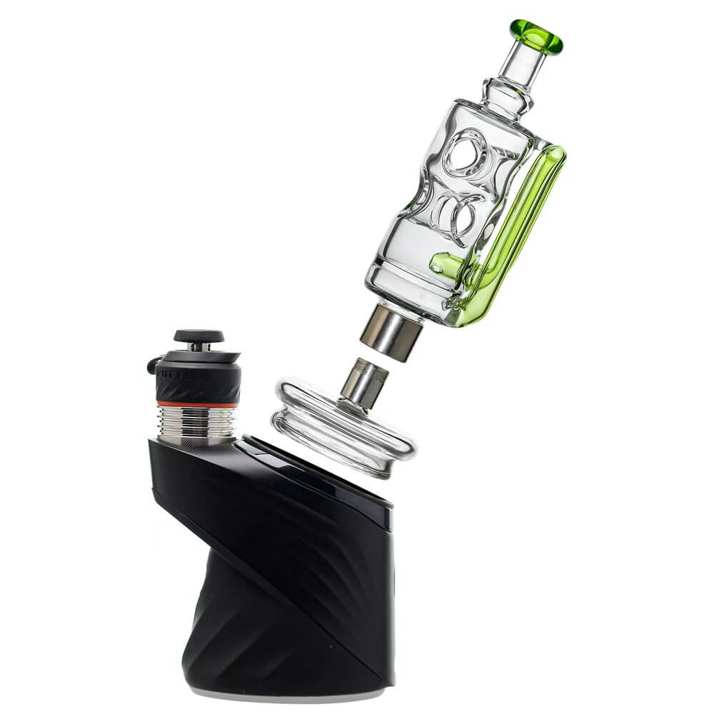 CaliBear Glass Converter with stainless steel threading for connecting Nectar Collector tips to Puffco Peak glass attachments.