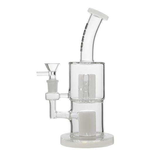 Calibear CaliBear Glass Popular Dab Rig with Double-Layer Perc Handcrafted Borosilicate Glass Installed profile view showing exact device fitment