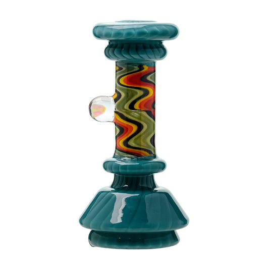 Six colorful CaliBear Wigwag dry top attachments for Focus V Carta featuring intricate swirling patterns and encased opals on a white background.