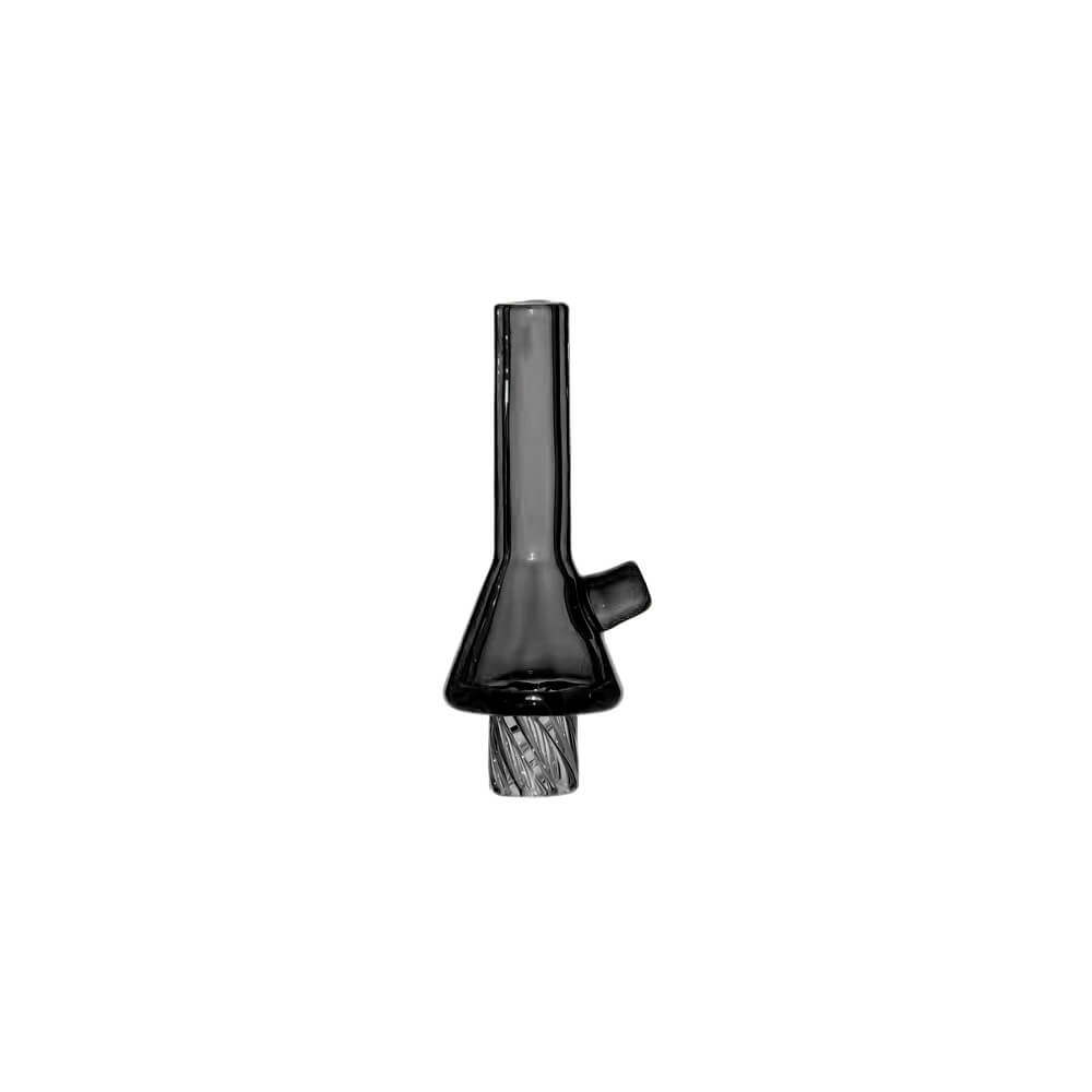 Calibear Beaker Spinner Cap in (Black), featuring a tapered beaker shape and twisted glass insert at the bottom