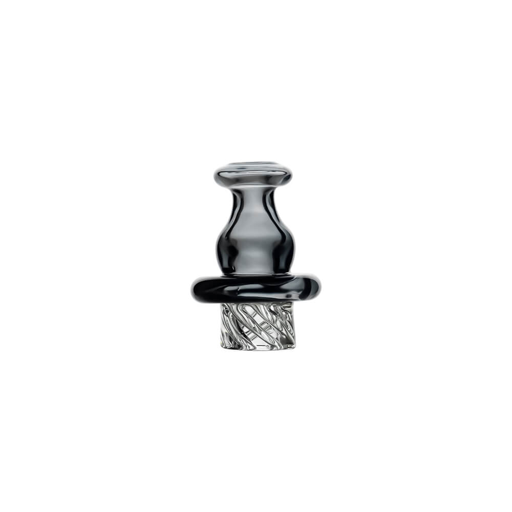 Calibear Classic Bell Vortex Spinner Cap (Transparent Black), featuring a smoky glass bell-shaped top, rounded collar and twisted vortex airflow channels