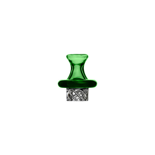 Calibear Classic Speaker Vortex Spinner Cap (Green) for Dr. Dabber Switch 2 and compatible 25mm OD quartz bangers, featuring a green flared top and twisted glass base